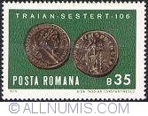 35 Bani - Emperor Trajans copper sestertius 106 A.D.