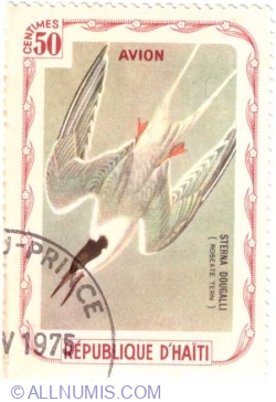 50 Centimes 1975 - Roseate Tern (Sterna dougalli)