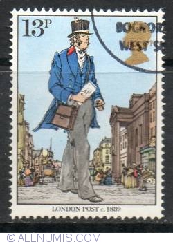 13 Pence London Post, c 1839