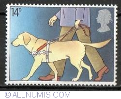 14 Pence Blind Man with Guide Dog