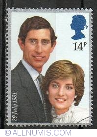 Image #1 of 14 pence Prince Charles and Lady Diana Spencer