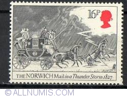 16 Pence Norwich Mail in Thunderstorm, 1827