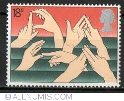 Image #1 of 18 pence Hands spelling 'Deaf' in Sign Language