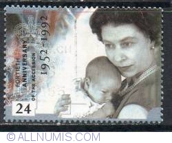 Image #1 of 24 Pence - Quuen Elizabeth with baby Prince Andrew