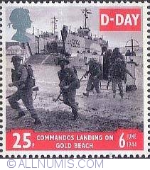 Image #1 of 25 Pence - Commandos landing on Gold Beach