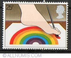 Image #1 of 25 Pence Disabled Artist painting with Foot