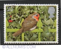 25 Pence - Robins-on a fence