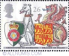 26 Pence - Greyhound of Richmond and Dragon of Wales