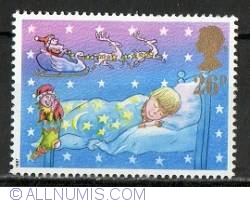 Image #1 of 26 Pence - Sleeping Child and Father Christmas in Sleigh