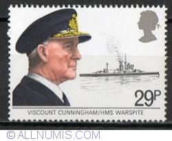 Image #1 of 29 Pence Viscount Cunningham and HMS Warspite
