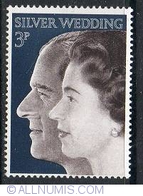 Image #1 of 3 Pence Queen Elizabeth II and Prince Philip