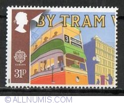 Image #1 of 31 Pence - Glasgow Tram No. 1173 and Pillar Box