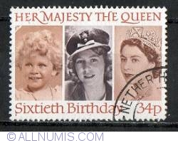 34 Pence - Queen Elizabeth II in 1928, 1942 and 1952