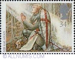Image #1 of 34 Pence - Sir Galahad praying during his quest for the Holy Grail.