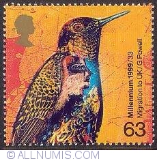 63 Pence - Hummingbird and Superimposed Stylised Face