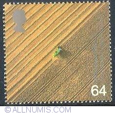 Image #1 of 64 Pence - Aerial View of Combine Harvester