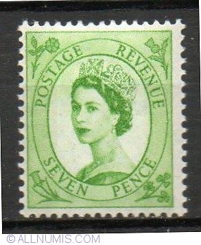 7 Penny Wilding QEII, 1952 - Great Britain - Stamp - 14361