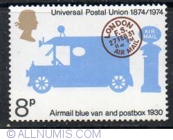 Image #1 of 8 Pence Airmail-blue Van and Postbox, 1930