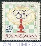 Image #1 of 20 Bani 1966 -  Globe, olympic rings & pawn in front of chessboard