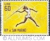60 Lire 1963 - Javelin throwing