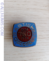 Image #1 of Insigna 750 Ani Orastie 1974 , metal si email ,dim.= 2x2 cm