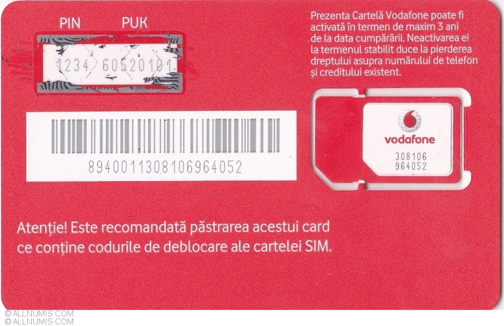 Derivation Bet glance Vodafone - Power to you - witht SIM, Vodafone - SIM Card - Romania - Token  - 38285