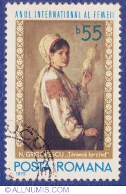55 Bani 1975 - N. Grigorescu - Spinning farmwoman