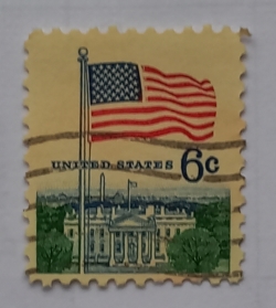 Image #1 of 6 Cents 1968 - Flag and White House