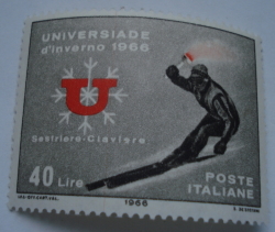 Image #1 of 40 Lire 1966 - Skier carrying Torch