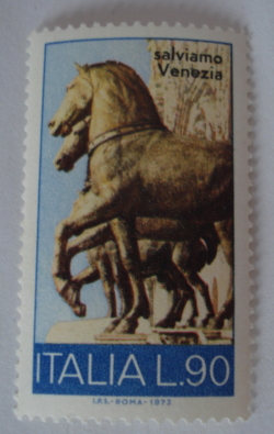 Image #1 of 90 Lire 1973 - Bronze Horses, St Mark's Basilica ( Save Venice)