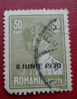 Image #1 of 50 Bani 1930 - Michael I of Romania (*1921) - overprinted