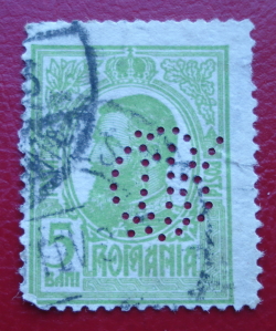 5 Bani  1908 - Carol I of Romania (1839-1914) - perforated