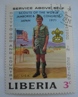 3 Cents 1971 - Boy scout, emblem and US flag
