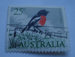 Image #1 of 25 Cents 1966 - Scarlet Robin (Petroica multicolor)