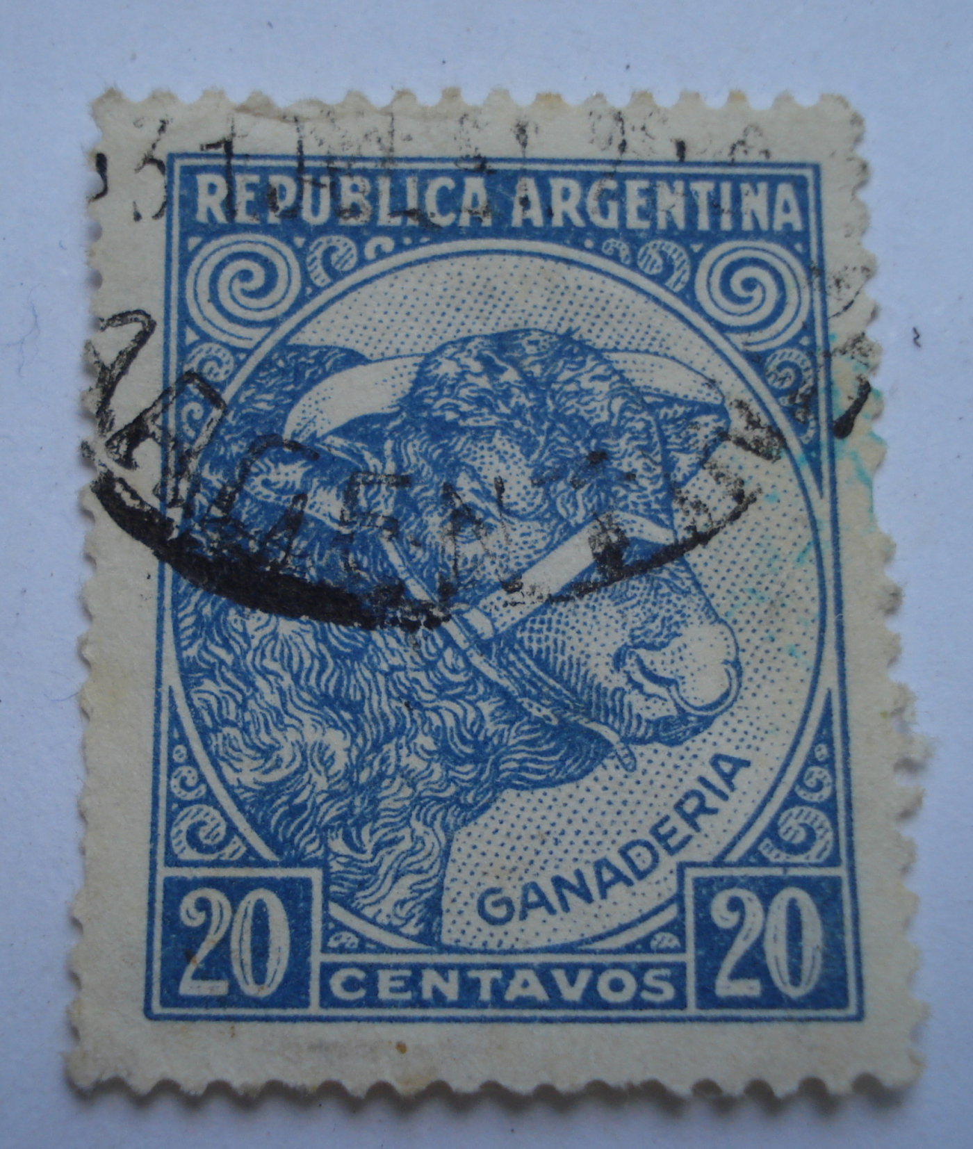 20 Centavos 1951 - Bull (cattle breeding), Animals - Argentina - Stamp ...