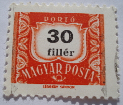 30 Filler - Poștă datorată, inscripție lungime 7,4 mm