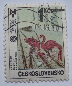 Image #1 of 1 Koruna 1987 - "Cranes With Egg at Railway Points" (Frederic Clement)