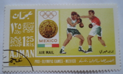 1.25 Riyal - Boxing, badge of the Olympic Summer Games 1968