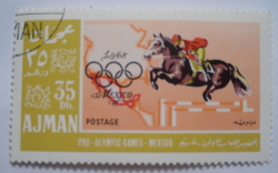 35 Dirham - Show jumping, map of North and Central America; Olympic ring