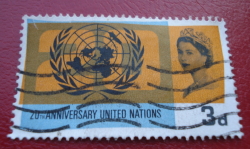 Image #1 of 3 Pence 1965 - UN (United Nations), 20th Anniversary