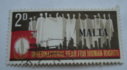 2 Pence 1968 - Human Rights Emblem and People