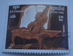 0.80 Riel - "Still Life with Violin, Flute and Guitar", Jean-Baptiste Ou