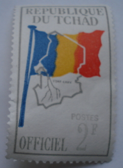 2 Francs - Country flag on map of Chad