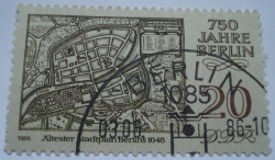 Image #1 of 20 Pfennig 1986 - Oldest map (to 1648)