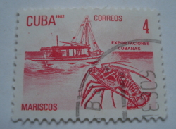 Image #1 of 4 Centavos 1982 - Lobster and fishing boat