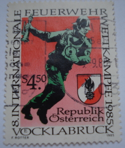 Image #1 of 4.50 Schilling 1985 - 8th International Fire Brigades Competitions, Vöcklabruck