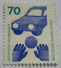 70 Pfennig - Ball in Front of Car (Child Road Safety)