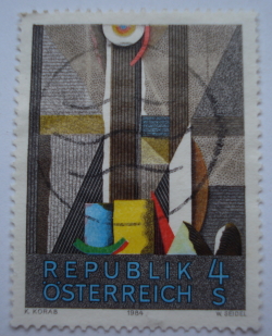 Image #1 of 4 Schilling 1984 - Pictură „Fereastră” de Karl Korab (n. 1937)