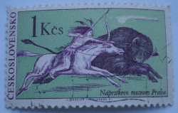 Image #1 of 1 Koruna - Indian călare vânând bivoli