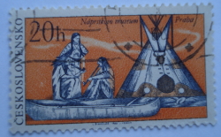 20 Heller 1966 - Indieni, canoe și tipi